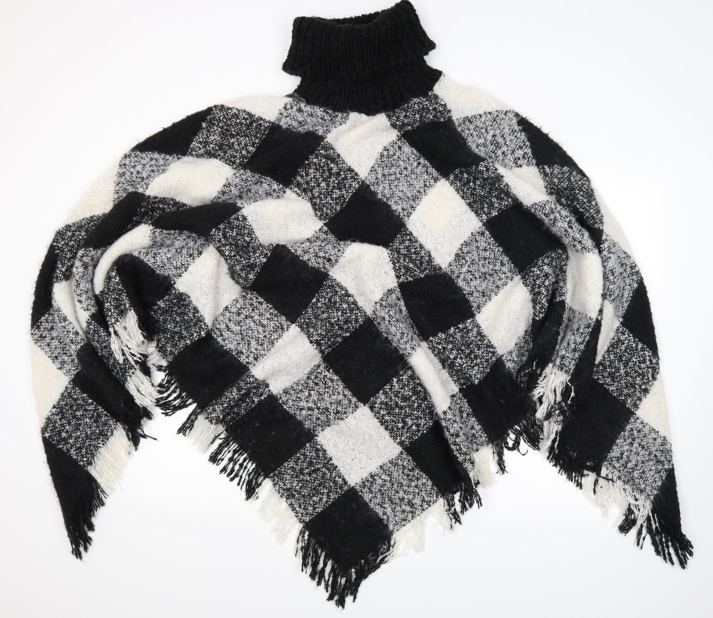 Studio Womens Grey Check  Overcoat Poncho One Size
