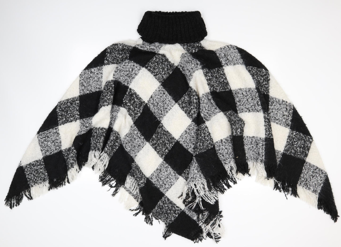 Studio Womens Grey Check  Overcoat Poncho One Size