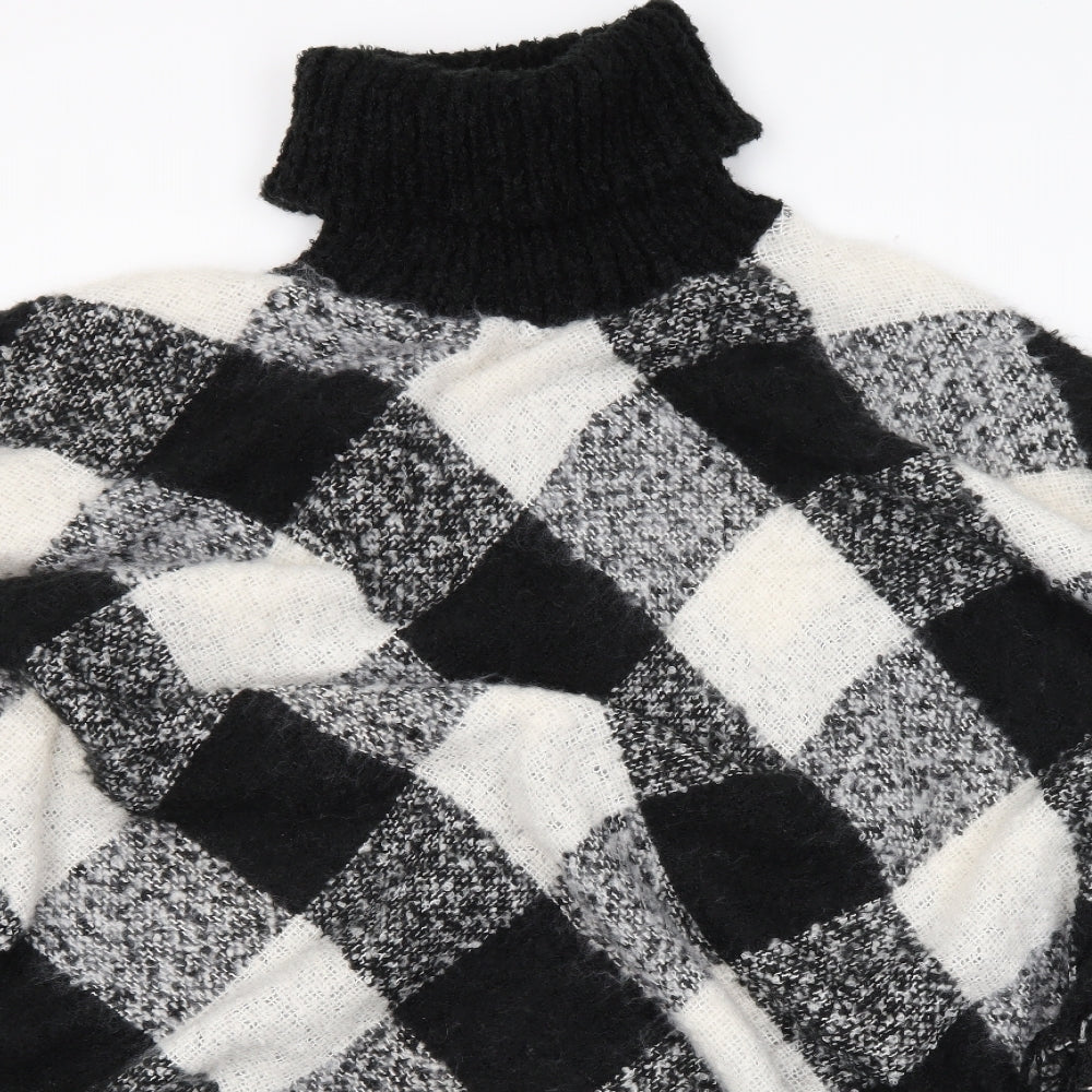 Studio Womens Grey Check  Overcoat Poncho One Size