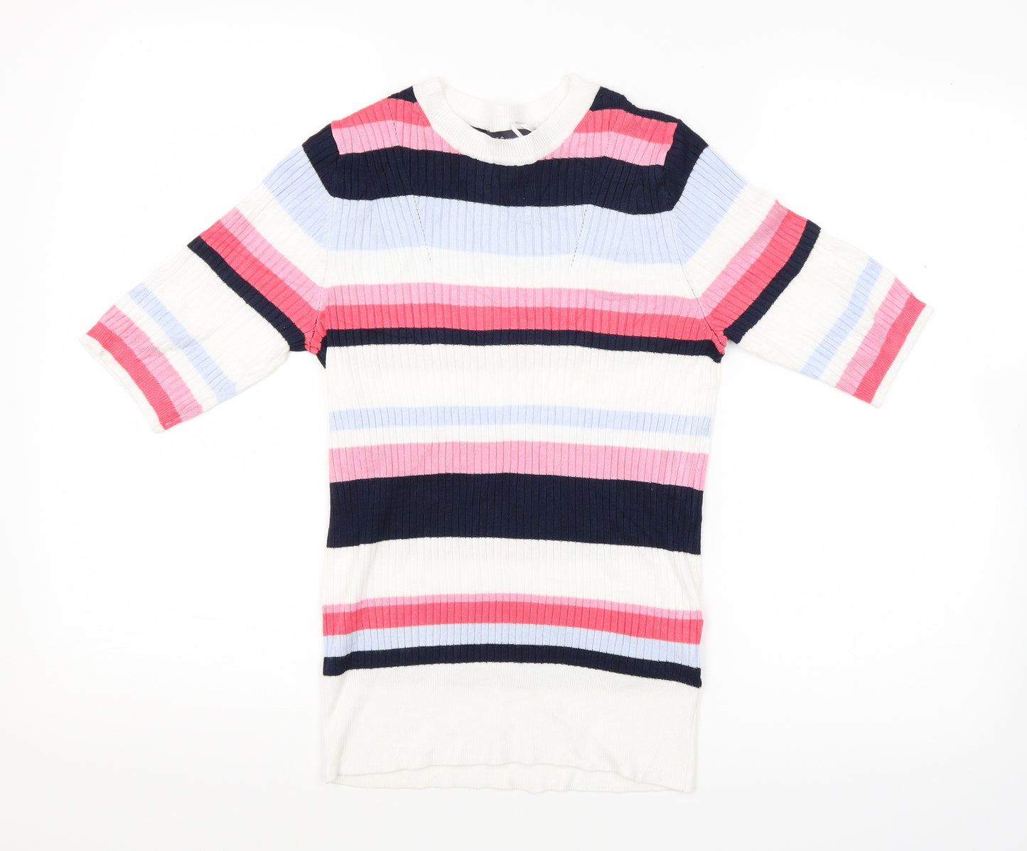 Marks and Spencer Womens Pink Striped Knit Pullover Jumper Size 10