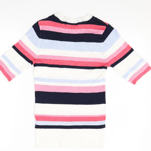 Marks and Spencer Womens Pink Striped Knit Pullover Jumper Size 10