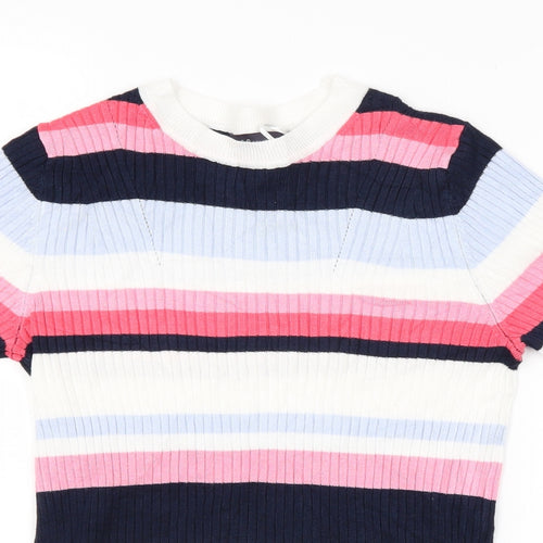Marks and Spencer Womens Pink Striped Knit Pullover Jumper Size 10