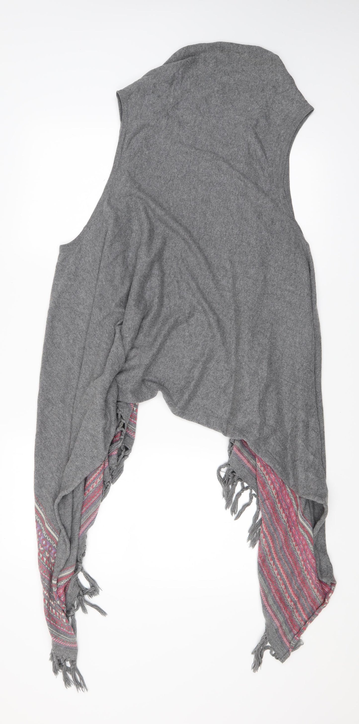 E-vie Womens Grey Fair Isle Knit Cardigan Jumper Size L