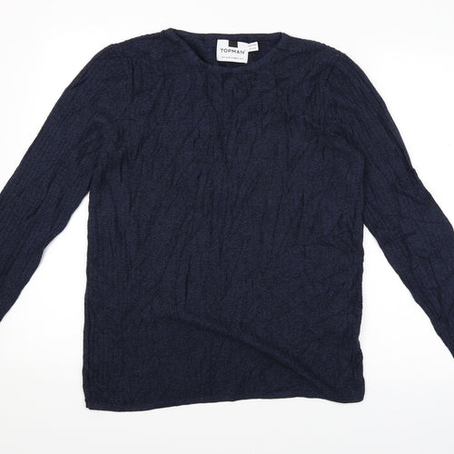 Topman Mens Blue  Knit Pullover Jumper Size S
