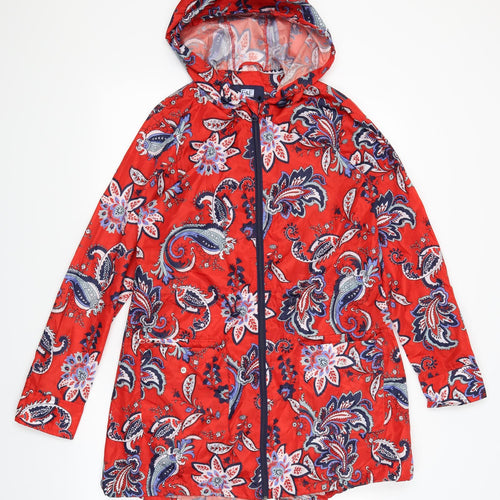 F&F Womens Red Paisley  Parka Coat Size S  - Drawstring