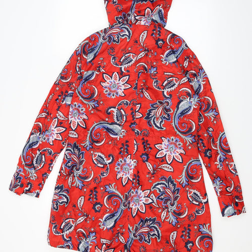 F&F Womens Red Paisley  Parka Coat Size S  - Drawstring