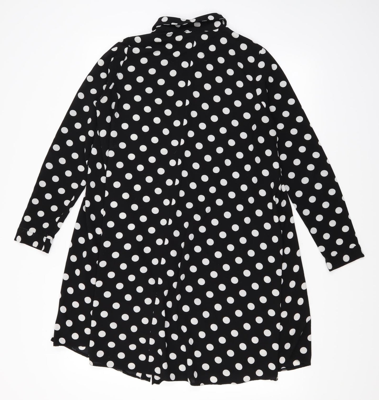 Atmosphere Womens Black Polka Dot  Basic Button-Up Size 8  - Oversized Sheer