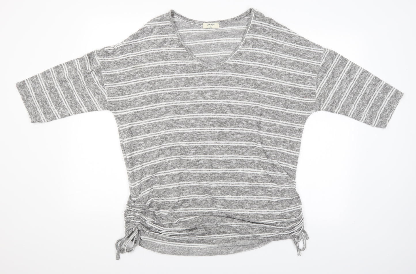 Papaya Womens Grey Striped  Basic Blouse Size XL