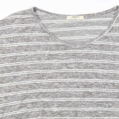 Papaya Womens Grey Striped  Basic Blouse Size XL