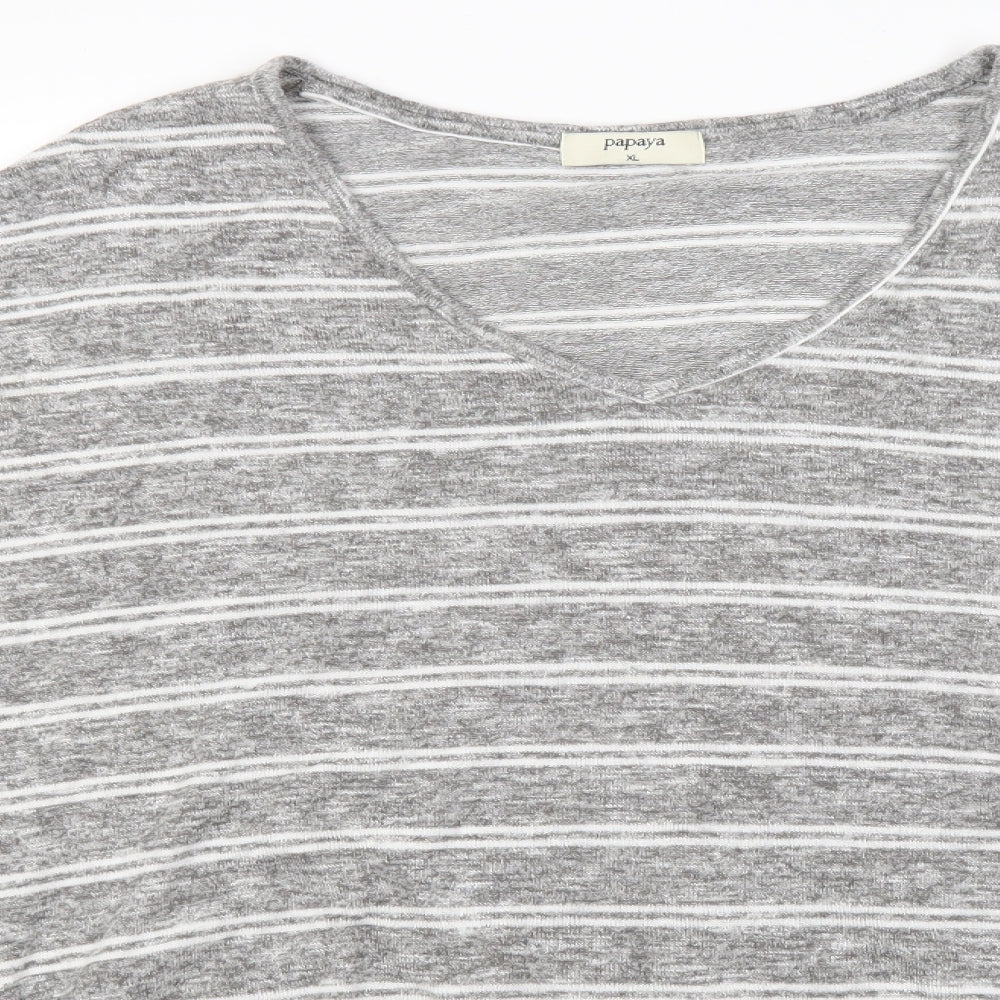 Papaya Womens Grey Striped  Basic Blouse Size XL