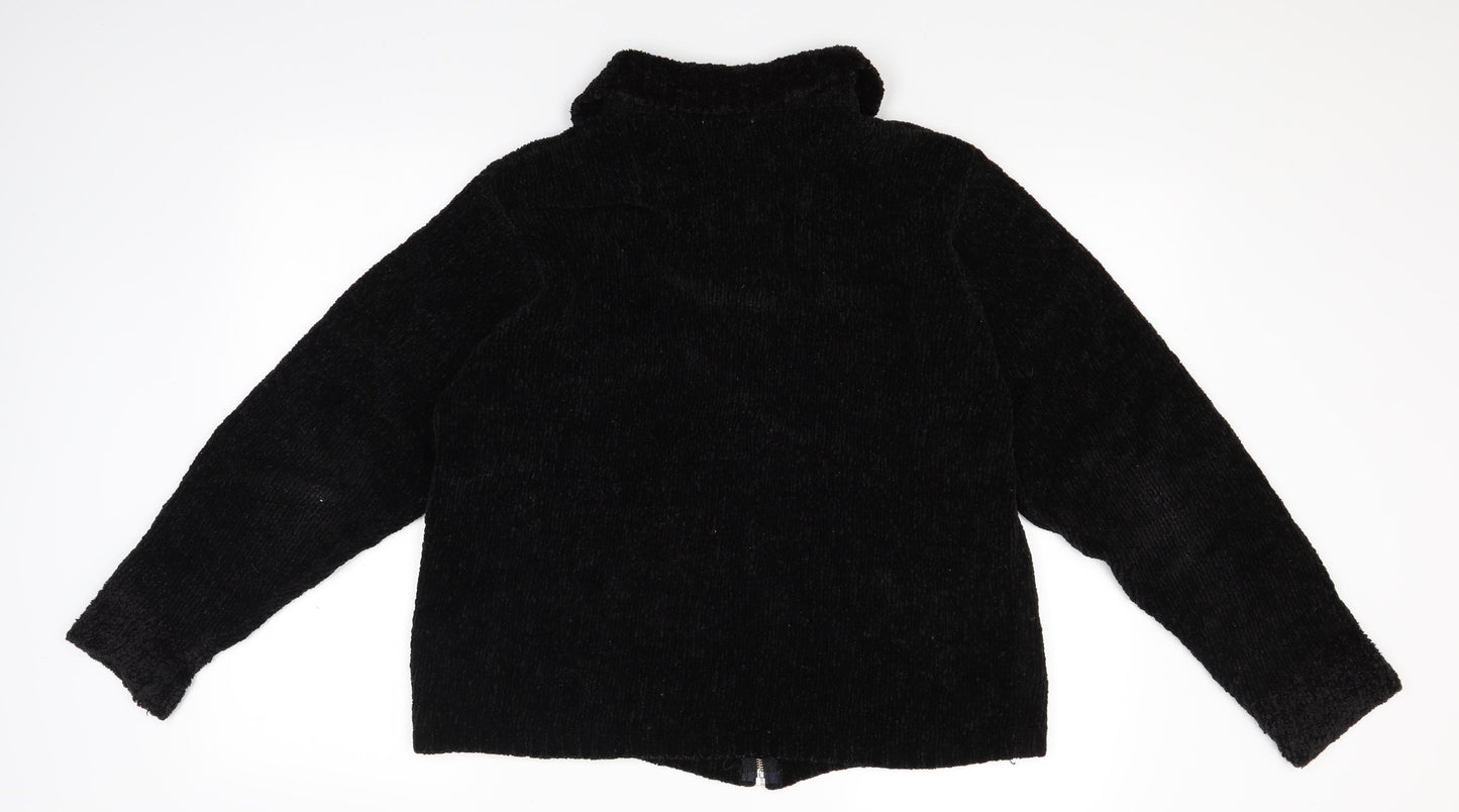Basic Equipment Womens Black  Knit Full Zip Jumper Size L