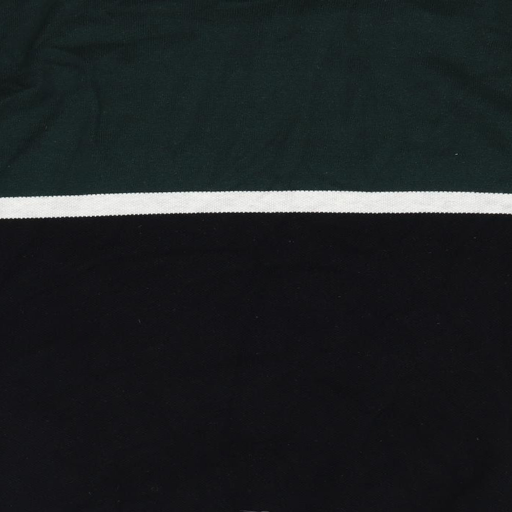 Easy Mens Green Striped Knit Pullover Jumper Size L  - block colours