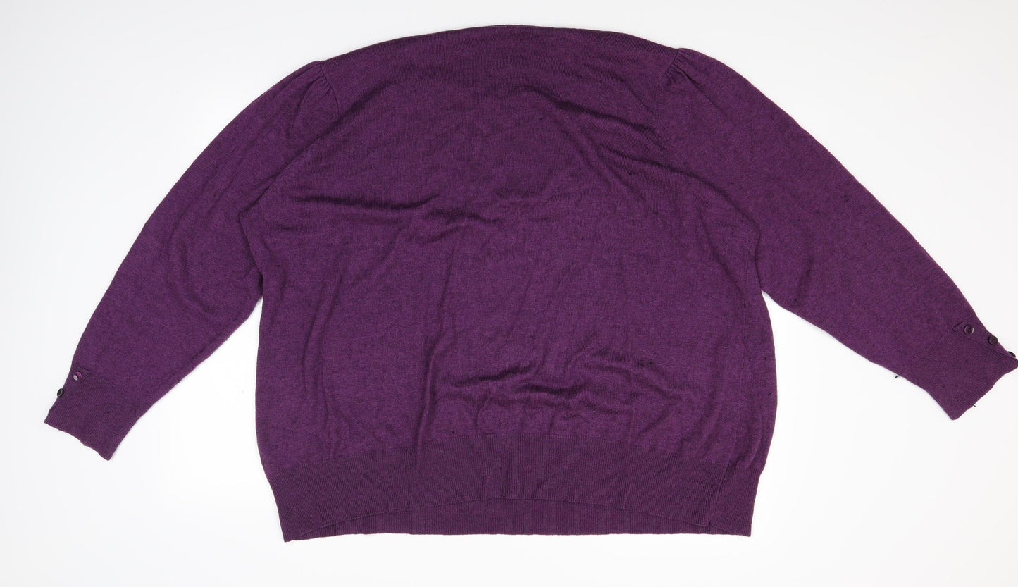 Evans Womens Purple  Knit Pullover Jumper Size 30
