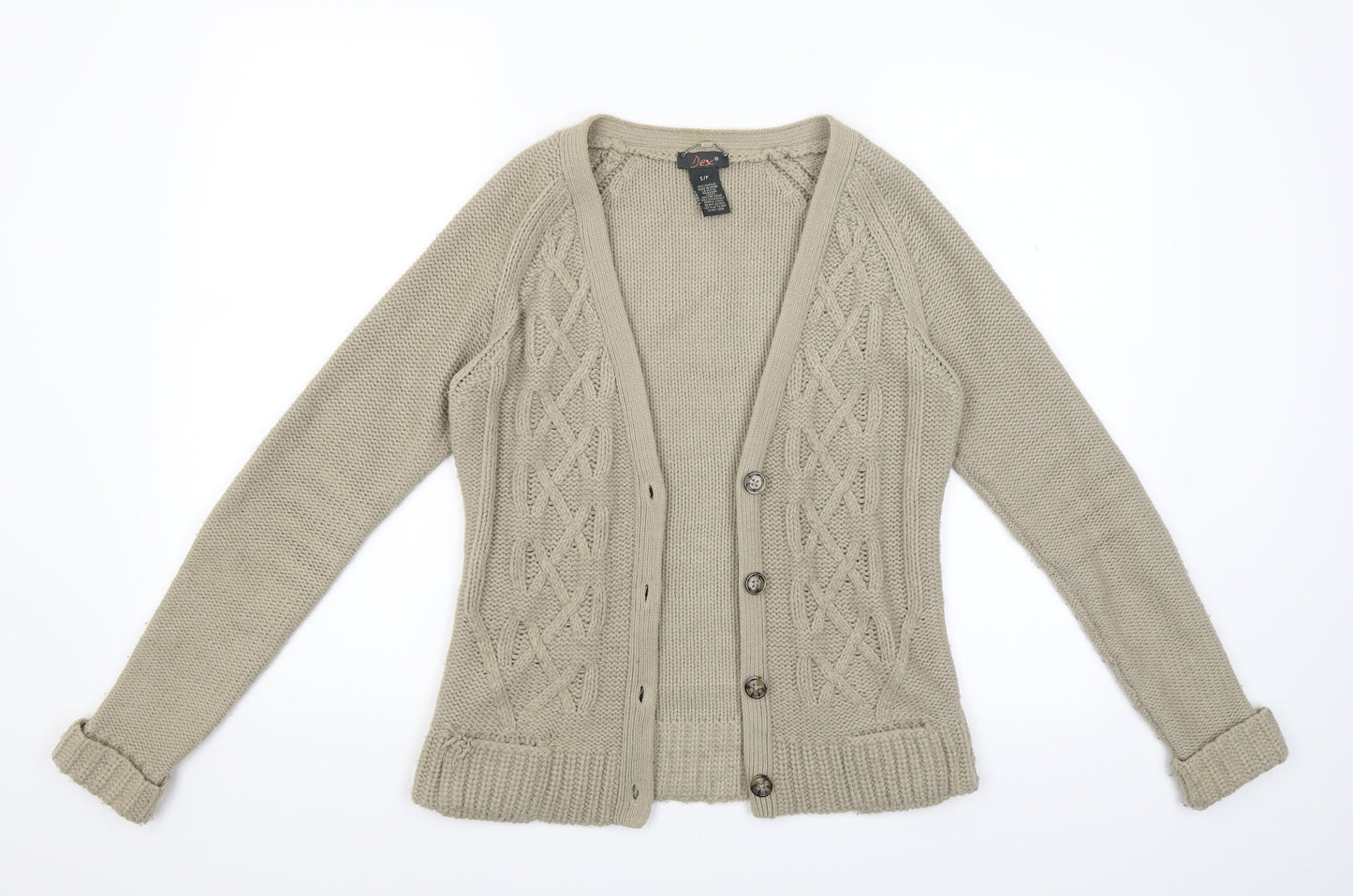 DEX Products Womens Beige  Knit Cardigan Jumper Size S