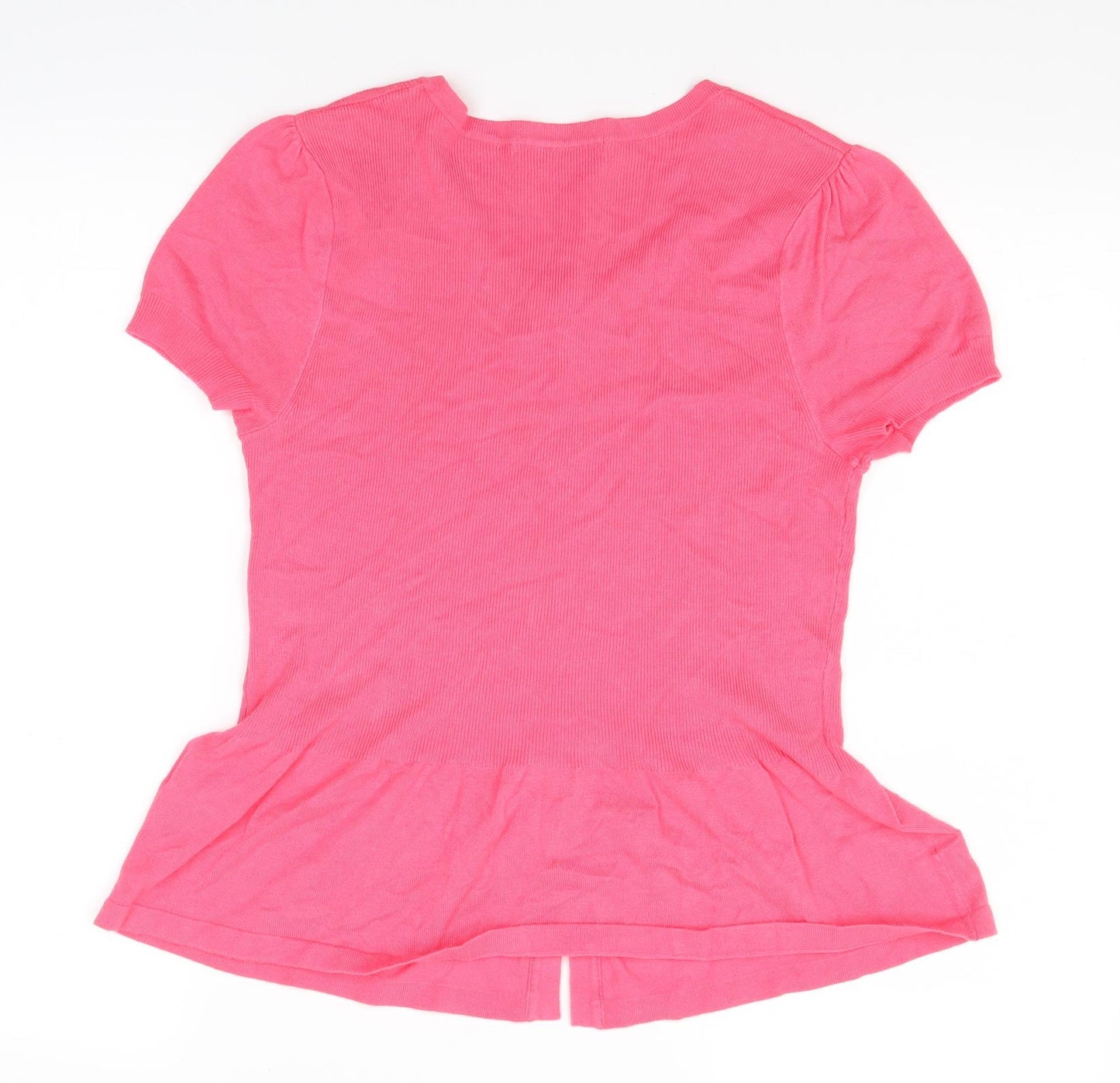 Marks and Spencer Womens Pink  Knit Basic Button-Up Size 14
