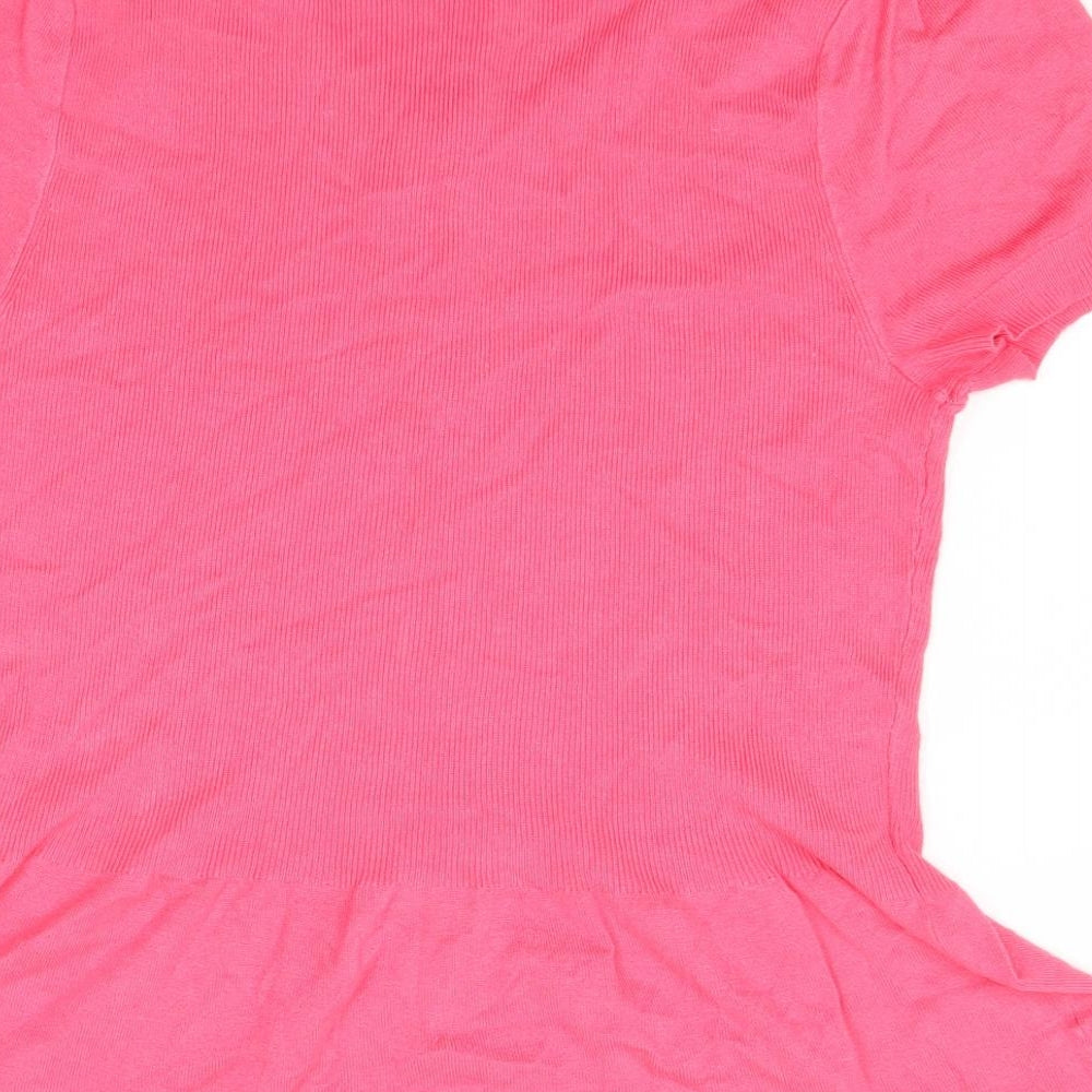 Marks and Spencer Womens Pink  Knit Basic Button-Up Size 14