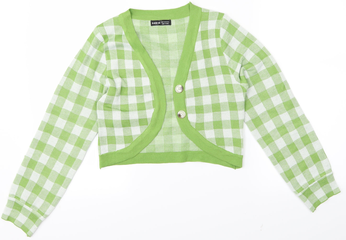SheIn Womens Green Plaid  Cardigan Jumper Size M