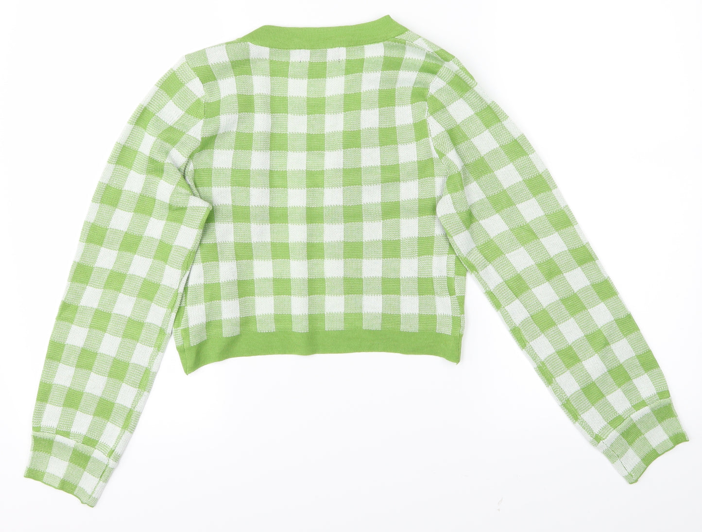 SheIn Womens Green Plaid  Cardigan Jumper Size M