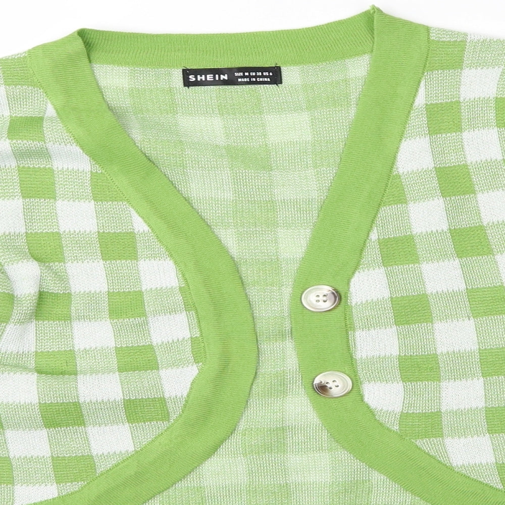 SheIn Womens Green Plaid  Cardigan Jumper Size M