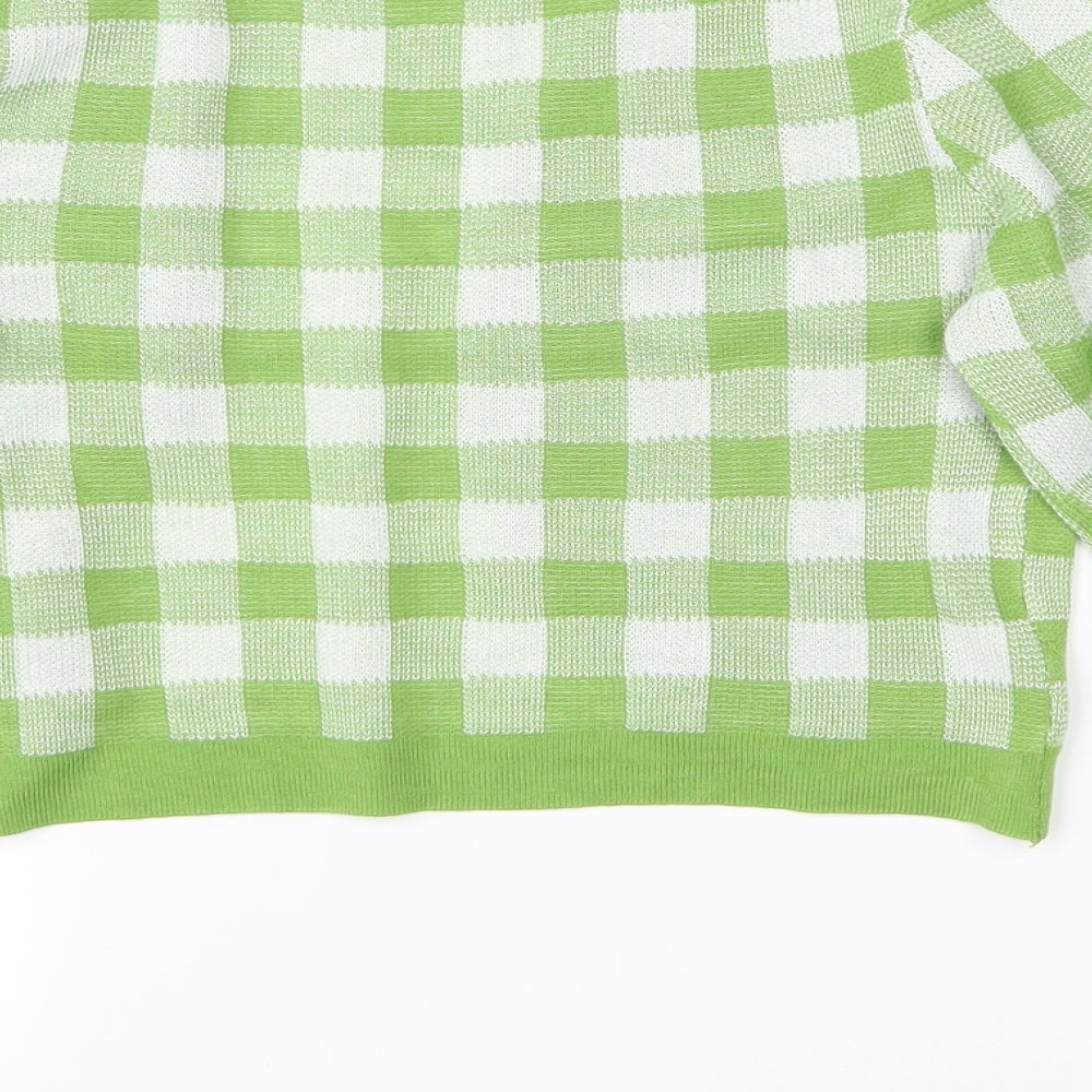 SheIn Womens Green Plaid  Cardigan Jumper Size M