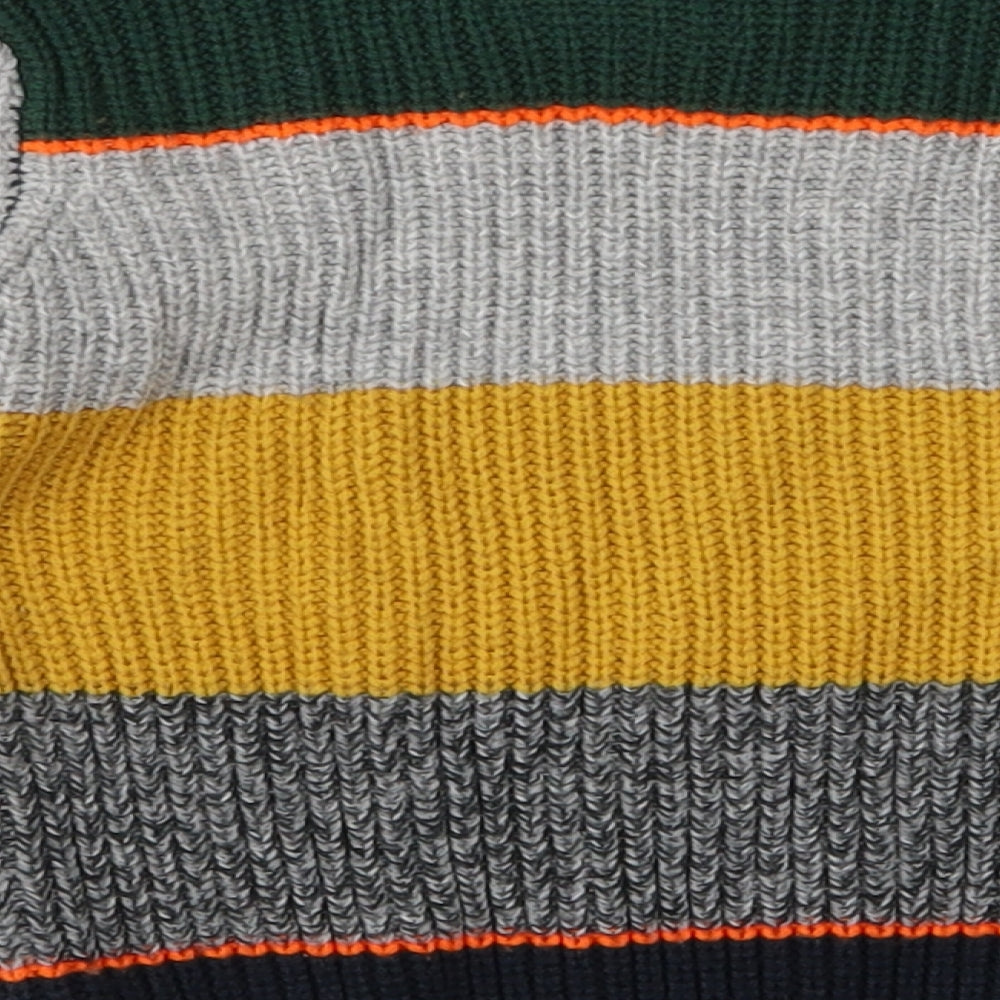 F&F Boys Green Striped  Pullover Jumper Size 2-3 Years