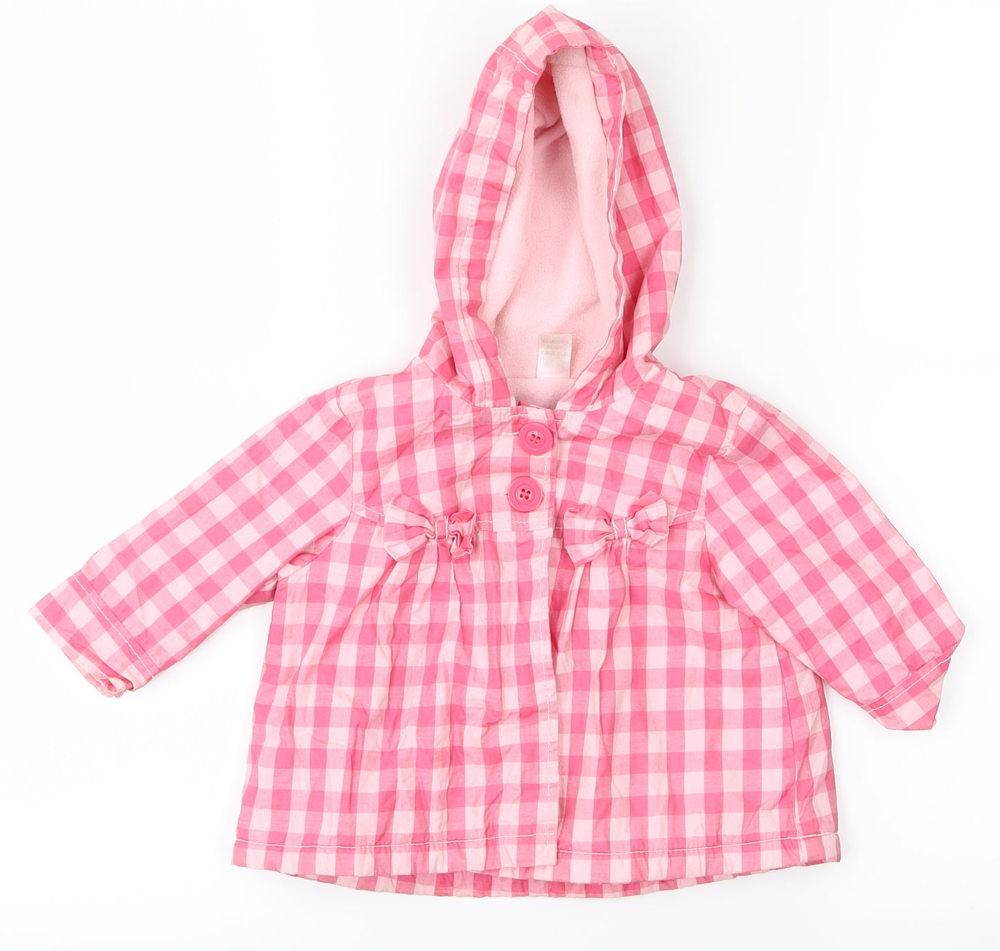NEXT Girls Pink Plaid  Basic Coat Coat Size 6-9 Months