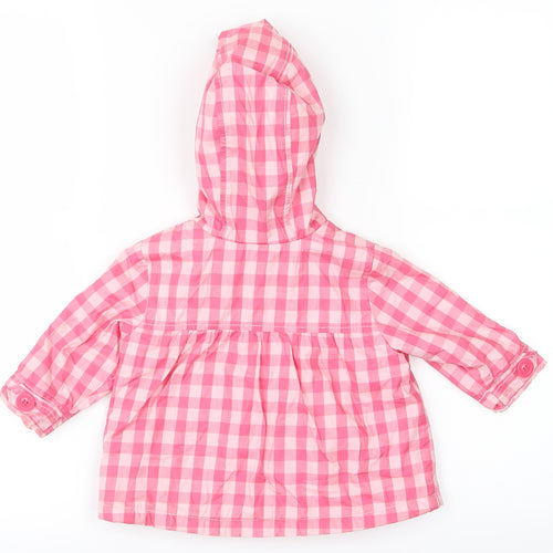 NEXT Girls Pink Plaid  Basic Coat Coat Size 6-9 Months