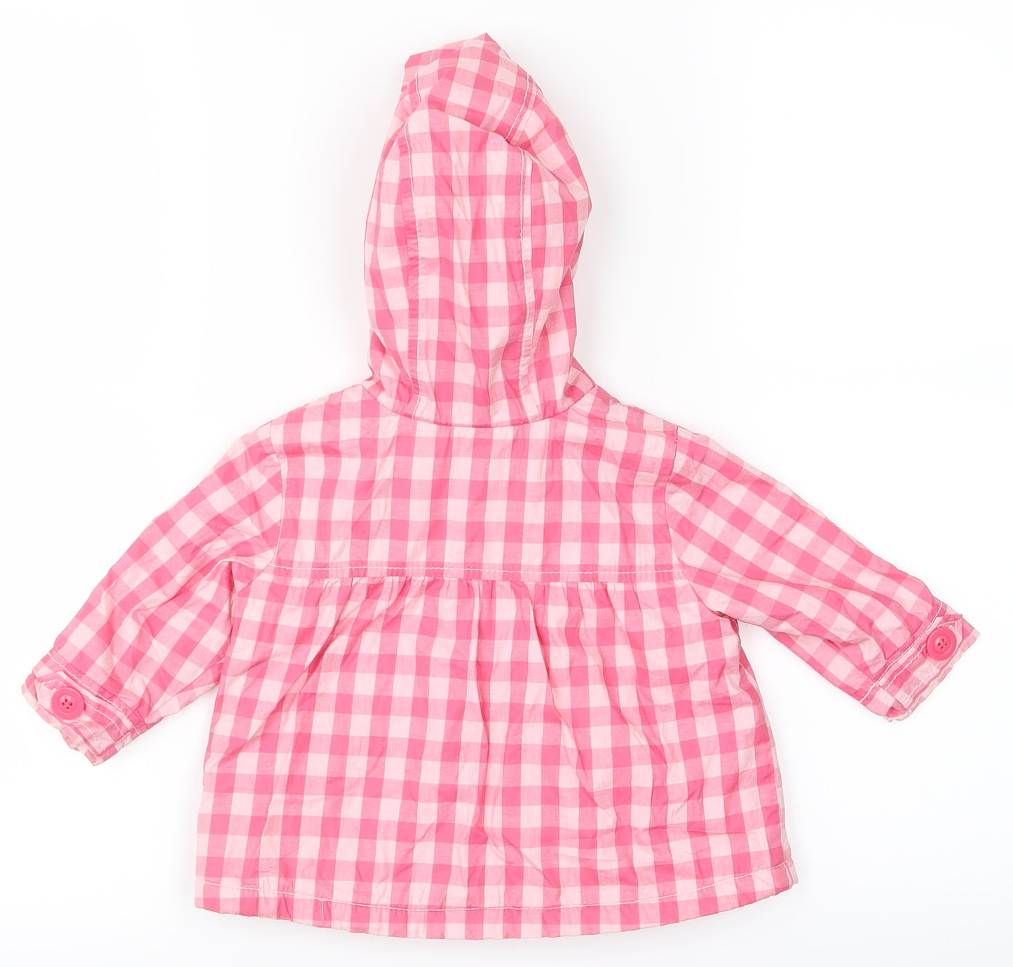 NEXT Girls Pink Plaid  Basic Coat Coat Size 6-9 Months