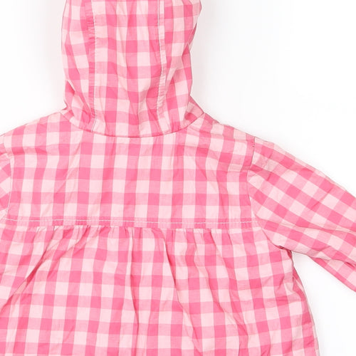 NEXT Girls Pink Plaid  Basic Coat Coat Size 6-9 Months