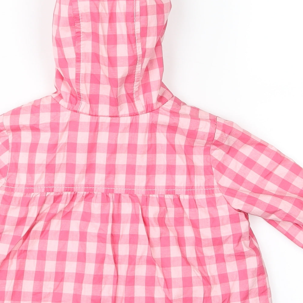 NEXT Girls Pink Plaid  Basic Coat Coat Size 6-9 Months