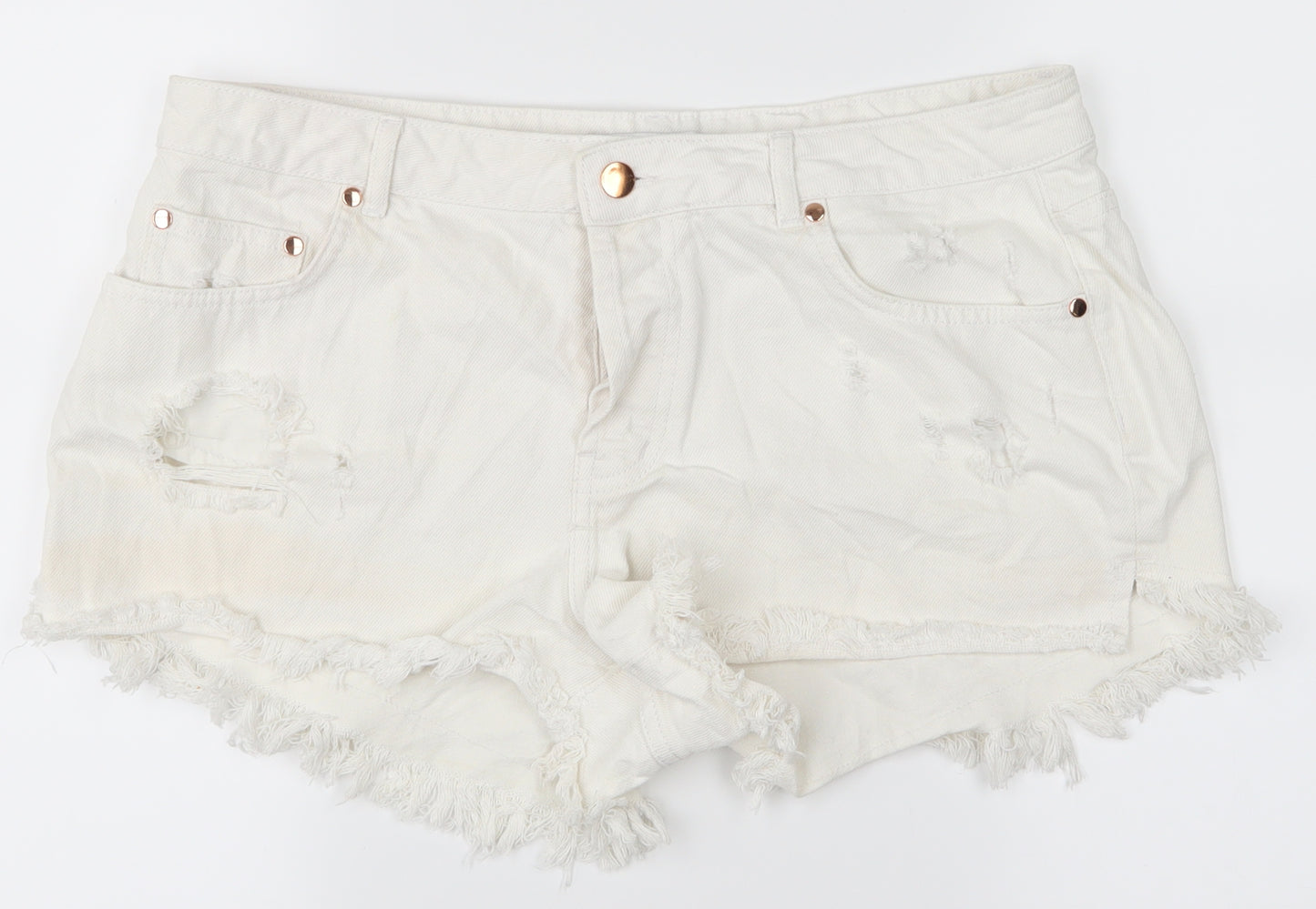 Michelle Keegan Womens White   Cut-Off Shorts Size 14