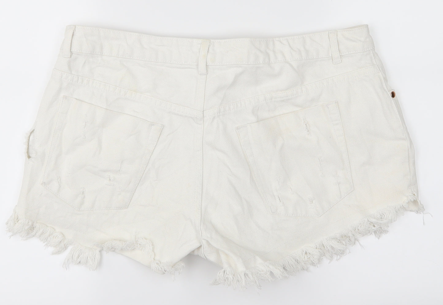 Michelle Keegan Womens White   Cut-Off Shorts Size 14