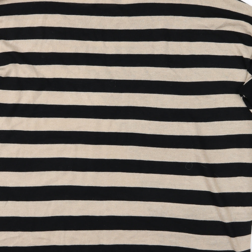 Text Womens Black Striped  Pullover Jumper Size L