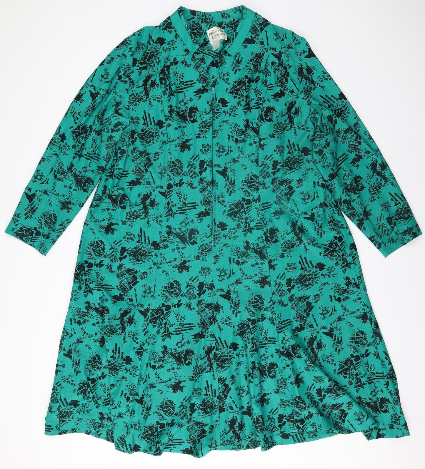 Norman Linton Womens Green Fair Isle  A-Line  Size 26