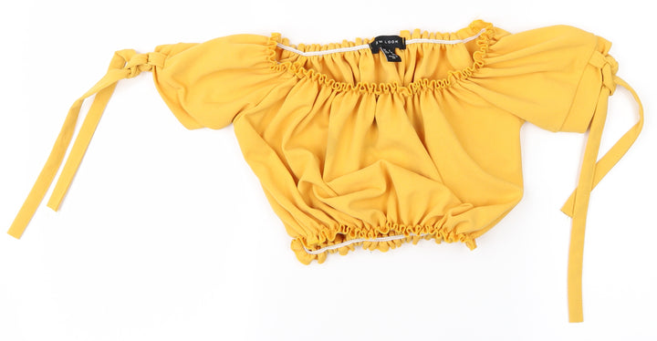 New Look Womens Yellow Basic T-Shirt Size 6 - Cropped