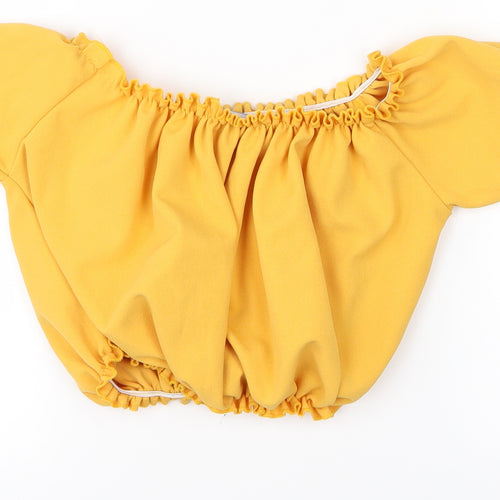 New Look Womens Yellow   Basic T-Shirt Size 6  - Cropped