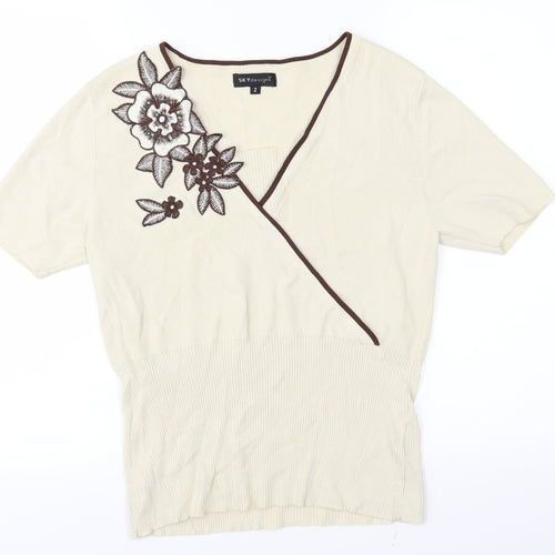 Sky Designs Womens Beige   Basic T-Shirt Size M  - Flowers
