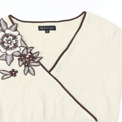 Sky Designs Womens Beige   Basic T-Shirt Size M  - Flowers