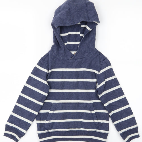 John Lewis Boys Blue Striped  Pullover Hoodie Size 5 Years