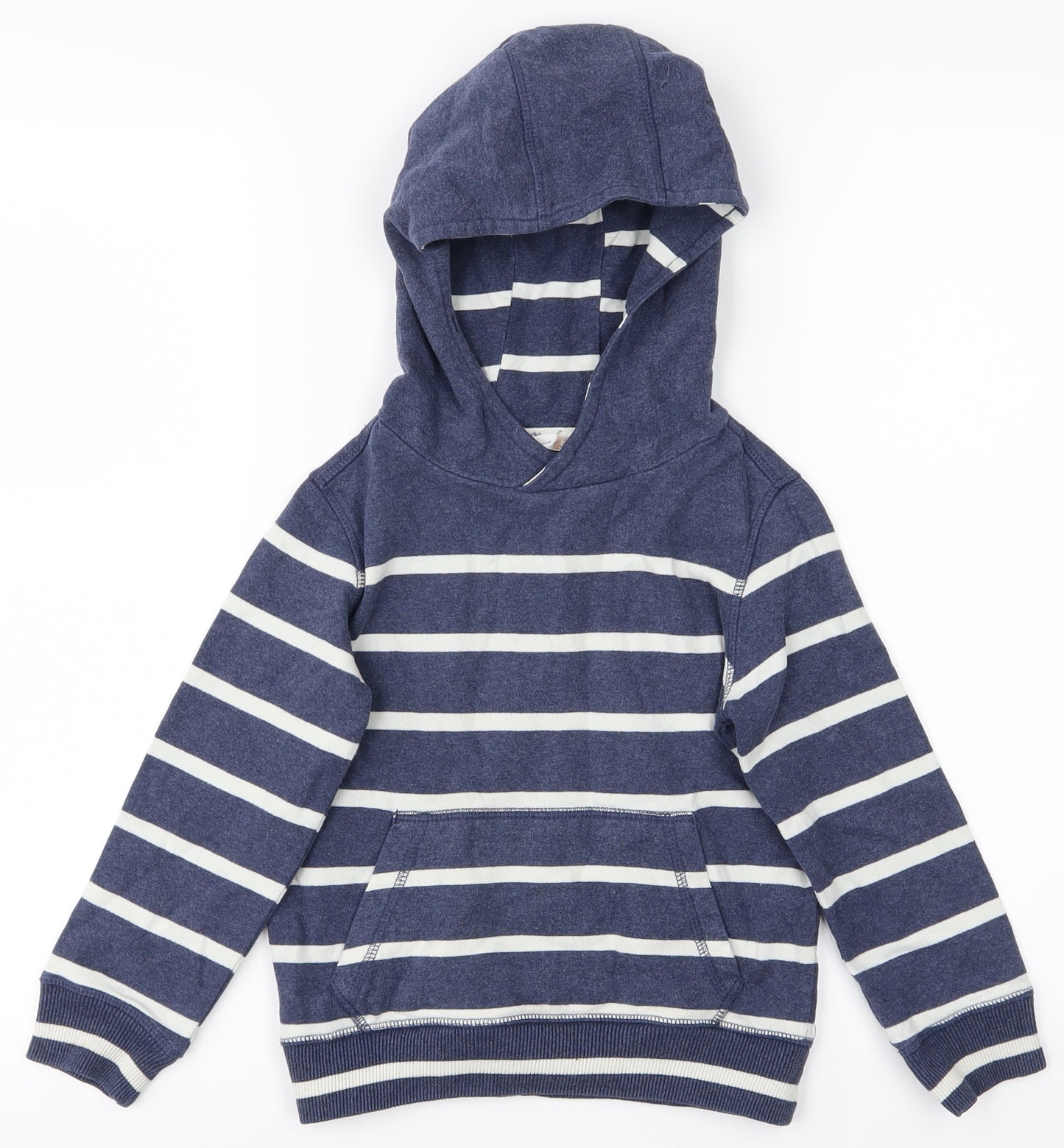 John Lewis Boys Blue Striped  Pullover Hoodie Size 5 Years
