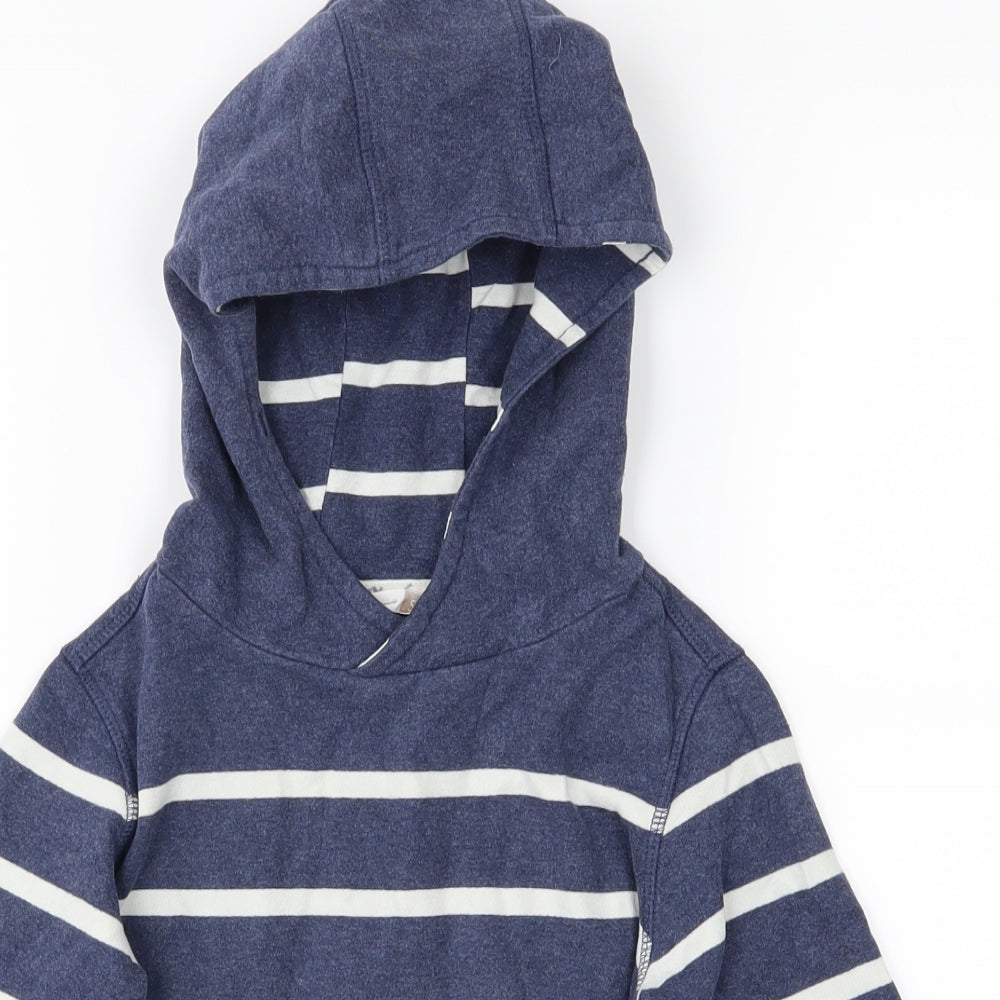 John Lewis Boys Blue Striped  Pullover Hoodie Size 5 Years