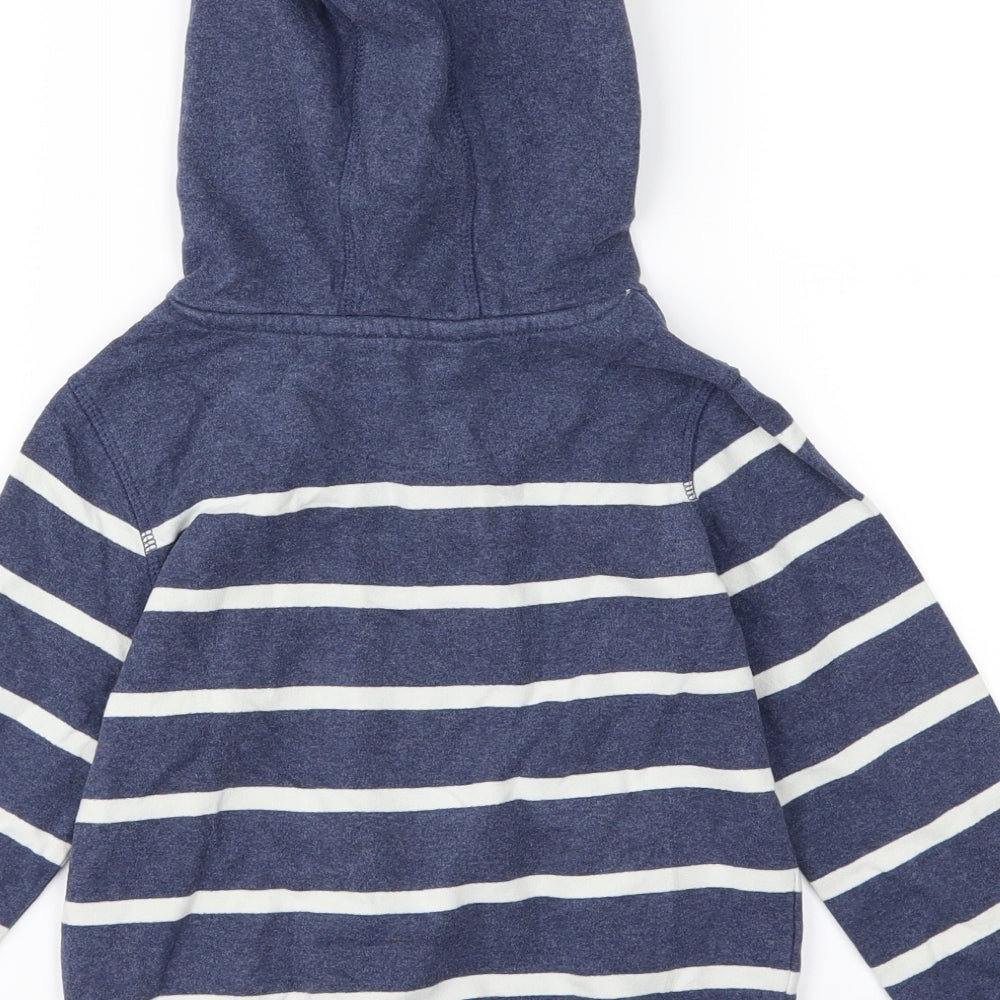John Lewis Boys Blue Striped  Pullover Hoodie Size 5 Years