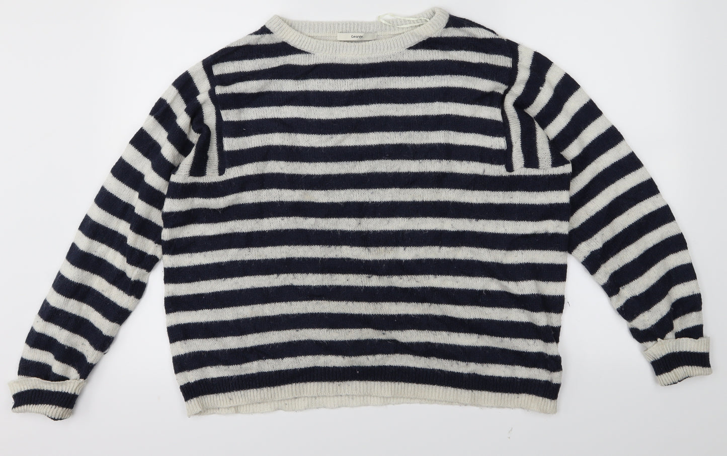 George Womens Blue Striped  Pullover Jumper Size 14