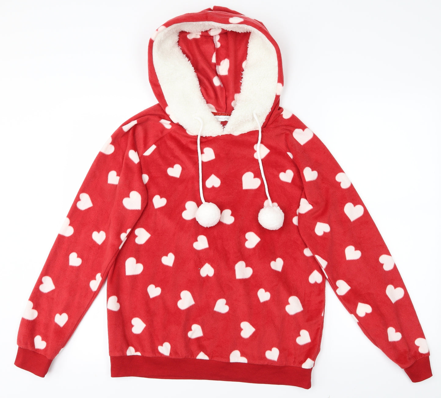 M&S Womens Red   Pullover Hoodie Size 10  - Hearts