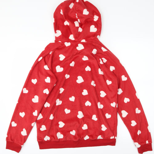 M&S Womens Red   Pullover Hoodie Size 10  - Hearts