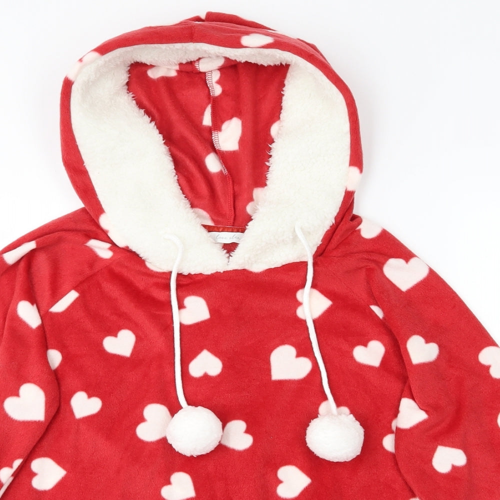 M&S Womens Red   Pullover Hoodie Size 10  - Hearts