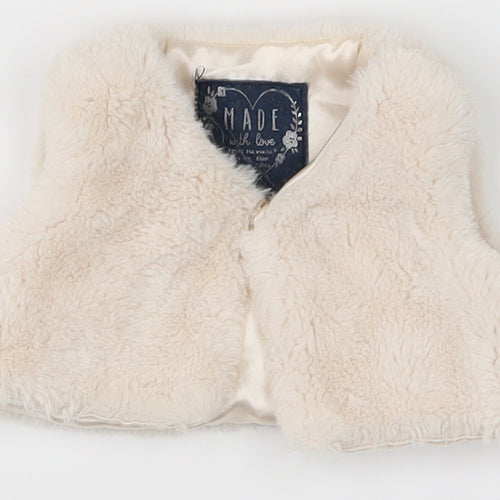 Young Dimension Girls White   Basic Coat Coatigan Size 0-3 Months
