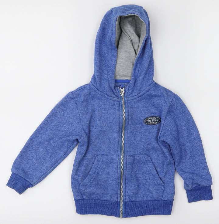 Mini Rebel Boys Blue Full Zip Hoodie Size 2-3 Years
