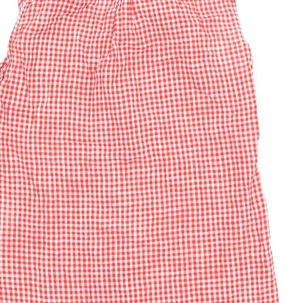 H&M Womens Red Check  Basic Button-Up Size 8