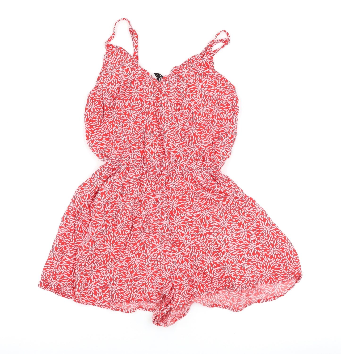 H&M Womens Red Floral  Playsuit One-Piece Size 10